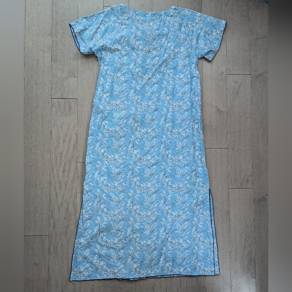 minnow x tuckernuck women's blue safari toile long caftan maxi dress size xs - Picture 11 of 12